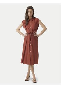Vero Moda Sukienka koszulowa Mymilo 10282532 Czerwony Regular Fit. Kolor: czerwony. Materiał: wiskoza, len. Typ sukienki: koszulowe #4