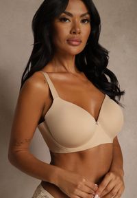 Renee - Beżowy Klasyczny Biustonosz o Gładkiej Fakturze Adriaros. Kolor: beżowy. Wzór: gładki #6