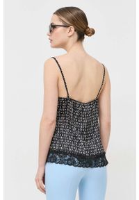 Liu Jo bluzka kolor czarny. Kolor: czarny. Materiał: tkanina, satyna, materiał, koronka. Długość rękawa: na ramiączkach. Wzór: ze splotem #5