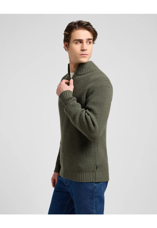 Lee - MESKI SWETER LEE CLEAN HALF ZIP KNIT OLIVE GRAY 112370539