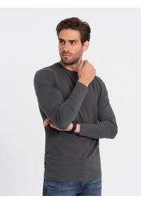 Ombre Clothing - Zestaw longsleeve męski z długim rękawem 2-pak - mix V4 - Rozmiar: L. Kolor: czerwony. Materiał: skóra, bawełna. Długość rękawa: długi rękaw. Długość: długie. Wzór: aplikacja #8