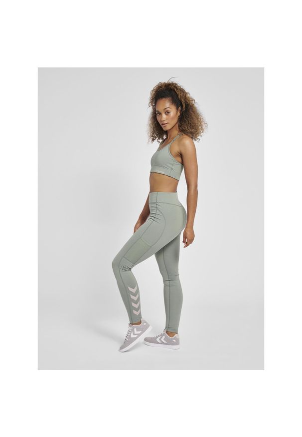 Damskie legginsy mid-rise Hummel MT Chipo. Kolor: szary, zielony, wielokolorowy