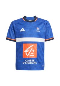 Adidas - Koszulka Team France Handball Kids. Kolor: biały, niebieski, wielokolorowy. Materiał: materiał. Sport: piłka ręczna