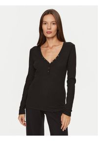 Hunkemöller Koszulka piżamowa 205123 Czarny Slim Fit. Kolor: czarny. Materiał: bawełna #1