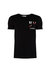 Iceberg T-Shirt | F0106301 | Mężczyzna | Czarny. Okazja: na co dzień. Kolor: czarny. Materiał: elastan, bawełna. Wzór: nadruk. Styl: casual, klasyczny, elegancki