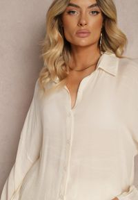 Renee - Beżowy Komplet 2-Częściowy Koszula z Kołnierzykiem Szorty Umidia. Kolor: beżowy. Materiał: bawełna #3