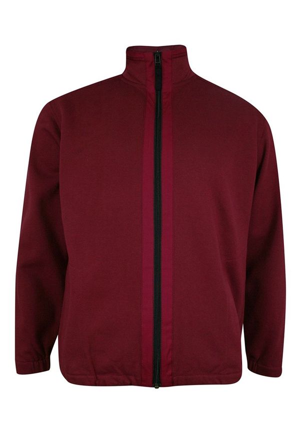 Kings - Sweter Męski, Bordowy, Ciemny Czerwony, Bluza, Zapinana na Zamek, ze Stójką -KINGS. Typ kołnierza: kołnierzyk stójkowy. Kolor: czerwony. Materiał: poliester, bawełna. Sezon: zima, jesień