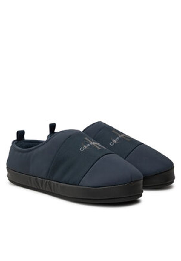 Calvin Klein Jeans Kapcie Home Slipper Mono YM0YM00840 Granatowy. Kolor: niebieski. Materiał: skóra