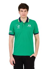 La Martina - LA MARTINA Zielone męskie polo, Rozmiar XL. Typ kołnierza: polo. Kolor: zielony #3