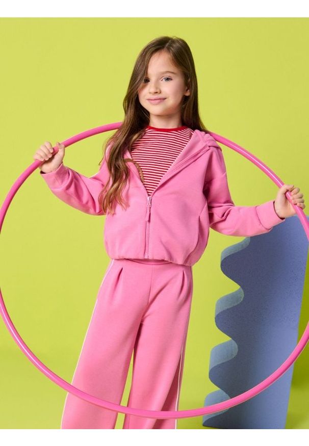 Sinsay - Rozpinana bluza z kapturem - różowy. Typ kołnierza: kaptur. Kolor: różowy