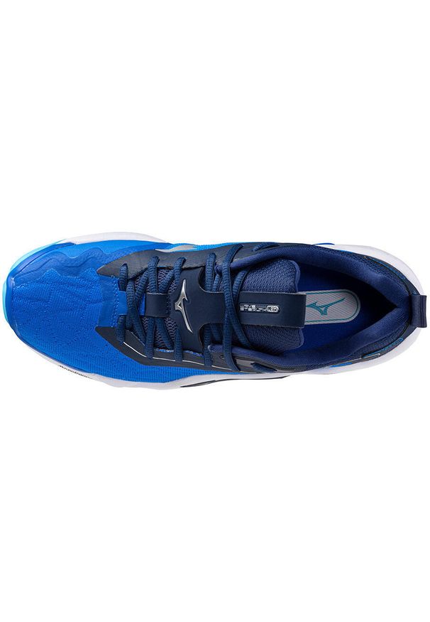 Buty halowe Mizuno Wave Stealth Neo. Kolor: biały, niebieski, wielokolorowy. Materiał: syntetyk, materiał. Szerokość cholewki: normalna. Model: Mizuno Wave