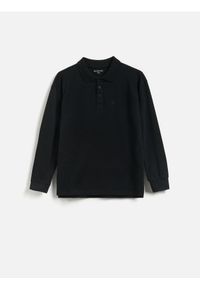 Reserved - Bawełniany longsleeve polo - czarny. Typ kołnierza: polo. Kolor: czarny. Materiał: bawełna. Długość rękawa: długi rękaw #1
