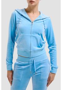 Juicy Couture - JUICY COUTURE Błękitna damska bluza Robertson Hoodie, Rozmiar M. Kolor: niebieski