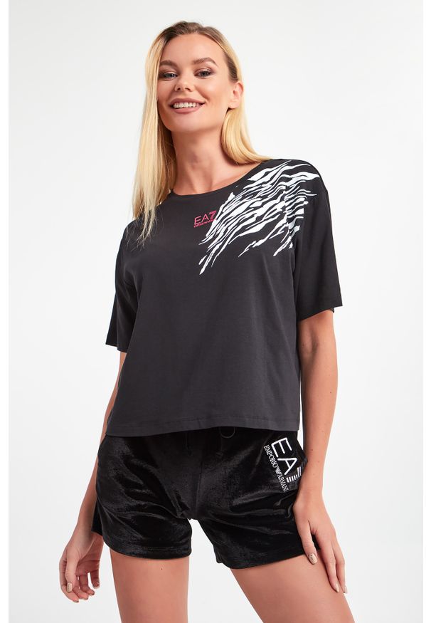 EA7 Emporio Armani - T-shirt EA7 EMPORIO ARMANI. Materiał: bawełna. Długość: krótkie. Wzór: nadruk, motyw zwierzęcy
