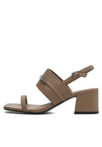 Calvin Klein Sandały Heel Sandal 45 Met Bar Lth HW0HW02056 Brązowy. Kolor: brązowy