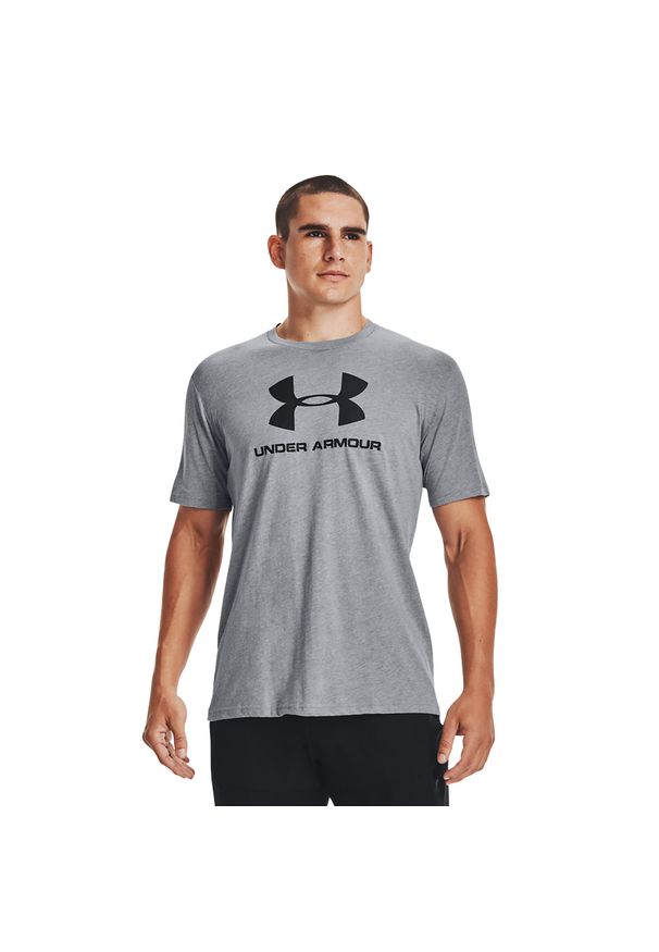 Koszulka fitness męska Under Armour Sportstyle Logo SS. Kolor: szary. Długość rękawa: krótki rękaw. Długość: krótkie. Sport: fitness