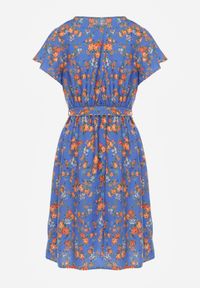 Born2be - Niebieska Sukienka Midi z Wiskozy z Gumką w Talii i Krótkim Rękawem Jodys. Kolor: niebieski. Materiał: wiskoza. Długość rękawa: krótki rękaw. Długość: midi #5