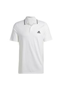 Adidas - Essentials Piqué Small Logo Polo Shirt. Typ kołnierza: polo. Kolor: biały. Styl: klasyczny