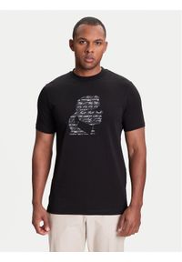 Karl Lagerfeld - KARL LAGERFELD T-Shirt 755042 553235 Czarny Regular Fit. Typ kołnierza: dekolt w karo. Kolor: czarny. Materiał: bawełna