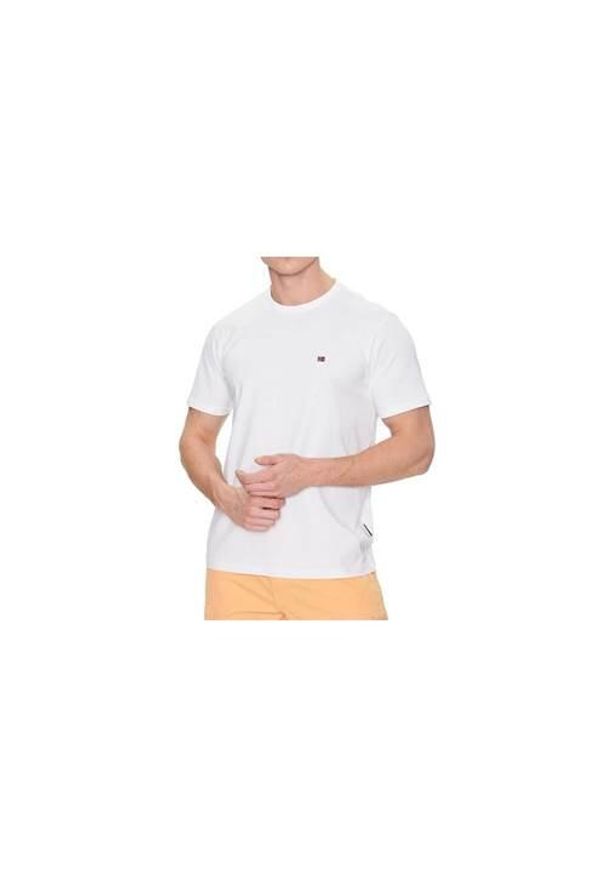 Koszulka sportowa męska Napapijri Salis. Kolor: biały. Materiał: bawełna. Sport: turystyka piesza