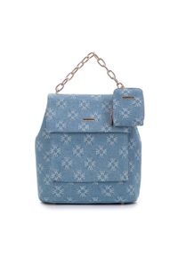 Wittchen - Damski plecak dżinsowy w monogram z etui niebieski. Kolor: niebieski. Materiał: bawełna. Wzór: aplikacja, paski, gładki. Styl: elegancki #3