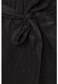 medicine - Medicine spodnie lniane damskie kolor czarny fason chinos high waist. Stan: podwyższony. Kolor: czarny. Materiał: len #2
