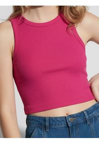 Sinsay - Prążkowany top - różowy. Kolor: różowy. Materiał: prążkowany #1