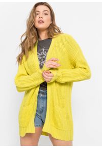 Sweter bez zapięcia z kieszeniami bonprix limonka. Kolor: zielony #6