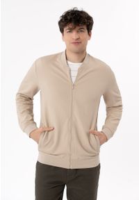 Volcano - Bluza ze strukturą B-BONET. Kolor: beżowy. Materiał: elastan, włókno, materiał, poliester, bawełna. Wzór: ze splotem. Styl: elegancki, sportowy, klasyczny #1