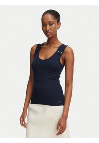 TOMMY HILFIGER - Tommy Hilfiger Top WW0WW52112 Granatowy Slim Fit. Kolor: niebieski. Materiał: wiskoza #1