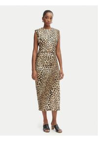LOLA CASADEMUNT Sukienka codzienna LS2616152 Brązowy Regular Fit. Okazja: na co dzień. Kolor: brązowy. Materiał: syntetyk. Typ sukienki: proste. Styl: casual #1