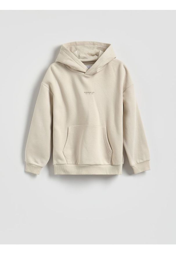 Reserved - Bawełniana bluza - kremowy. Kolor: kremowy. Materiał: bawełna