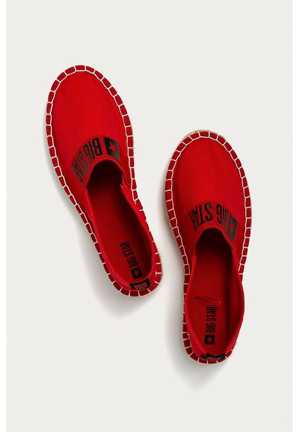 Big-Star - Big Star - Espadryle. Nosek buta: okrągły. Kolor: czerwony. Materiał: guma