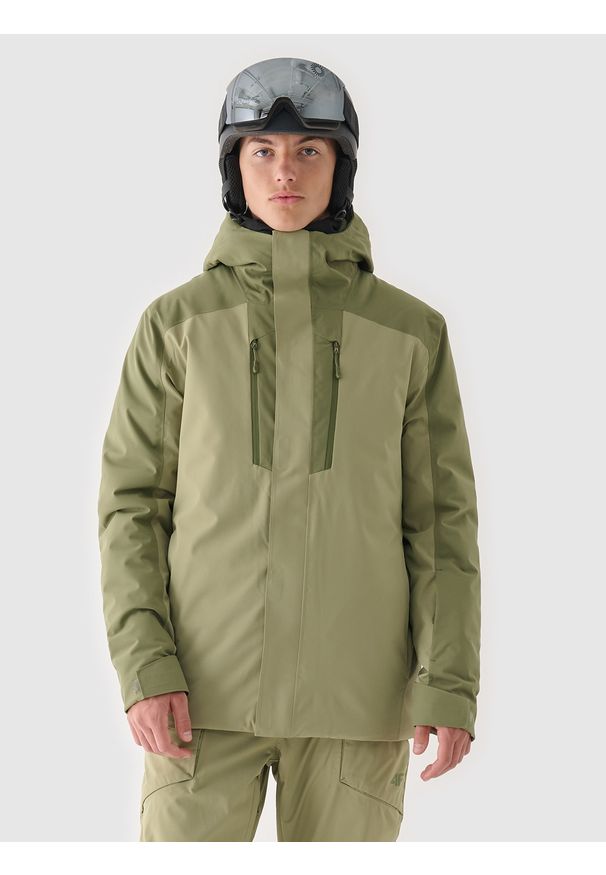 4f - 4F Kurtka narciarska membrana 10000 męska - khaki XXL. Okazja: na co dzień. Typ kołnierza: kaptur. Kolor: oliwkowy, wielokolorowy, brązowy. Materiał: poliester, dzianina, materiał, tkanina. Wzór: gładki. Sezon: zima. Styl: klasyczny, casual, sportowy