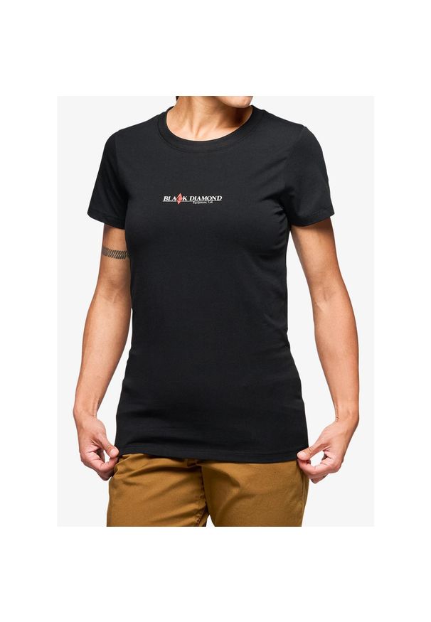 Koszulka bawełniana damska Black Diamond Heritage Wordmark. Kolor: czarny. Materiał: bawełna