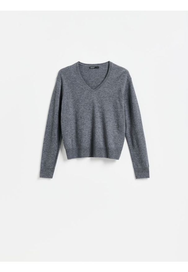 Reserved - Sweter z wełny merino - szary. Kolor: szary. Materiał: wełna