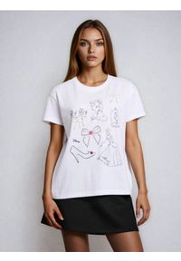 Sinsay - Bawełniana koszulka z nadrukiem Cinderella - biały. Kolor: biały. Materiał: bawełna. Wzór: nadruk #1