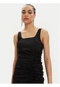 Karl Lagerfeld - KARL LAGERFELD Sukienka letnia 241W1303 Czarny Slim Fit. Typ kołnierza: dekolt w karo. Kolor: czarny. Materiał: bawełna. Sezon: lato #3