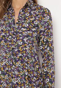 Born2be - Fioletowa Sukienka Sereileh. Kolor: fioletowy. Długość rękawa: długi rękaw. Wzór: kolorowy, kwiaty. Typ sukienki: koszulowe. Długość: maxi #2