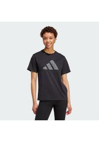Adidas - Koszulka z grafiką zwierzęcą. Kolor: czarny. Materiał: bawełna. Wzór: motyw zwierzęcy
