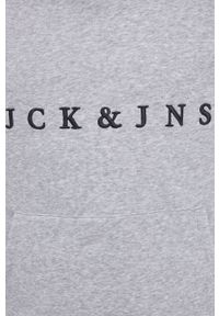 Jack & Jones Bluza męska kolor szary z kapturem z aplikacją. Typ kołnierza: kaptur. Kolor: szary. Wzór: aplikacja #2