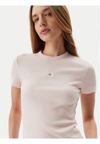 Calvin Klein Jeans T-Shirt J20J225245 Różowy Slim Fit. Kolor: różowy. Materiał: bawełna #5