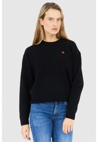 Kenzo - KENZO Czarny sweter damski z kwiatkiem, Rozmiar S. Kolor: czarny. Wzór: kwiaty