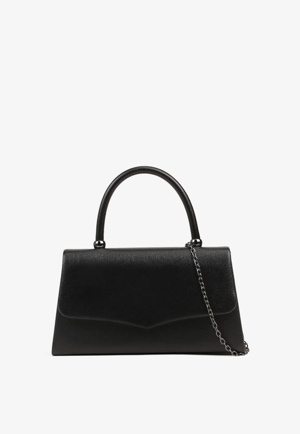 Renee - Czarna Torebka Kopertówka z Rączką Latirosa. Kolor: czarny. Styl: elegancki. Rodzaj torebki: na ramię