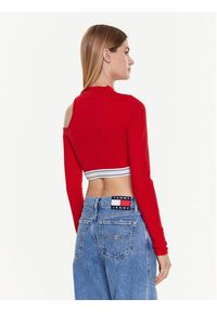 Tommy Jeans Bluzka Tjw Logo DW0DW14893 Czerwony Slim Fit. Kolor: czerwony. Materiał: bawełna #4