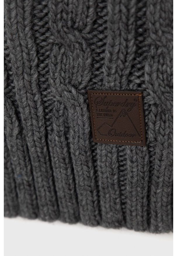 Superdry - Szal z domieszką wełny. Kolor: szary. Materiał: wełna. Wzór: ze splotem
