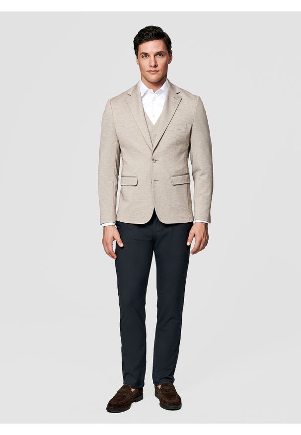 Pako Lorente - PAKO LORENTE - Jasnobrązowa dzianinowa marynarka męska. Kolor: brązowy. Materiał: dzianina