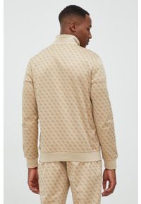 Guess bluza męska kolor beżowy z aplikacją. Kolor: beżowy. Materiał: dzianina. Wzór: aplikacja #5