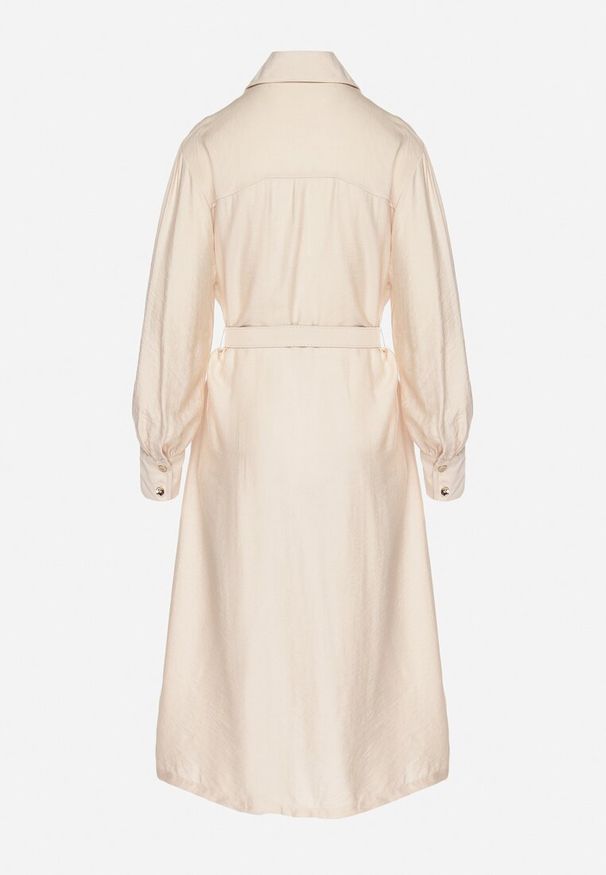 Born2be - Beżowa Wiskozowa Sukienka o Koszulowym Kroju z Paskiem z Klamrą i Kieszeniami Lisavianna. Okazja: na co dzień, na spotkanie biznesowe, do pracy. Kolor: beżowy. Materiał: wiskoza. Długość rękawa: długi rękaw. Typ sukienki: koszulowe. Styl: biznesowy, casual, elegancki, klasyczny