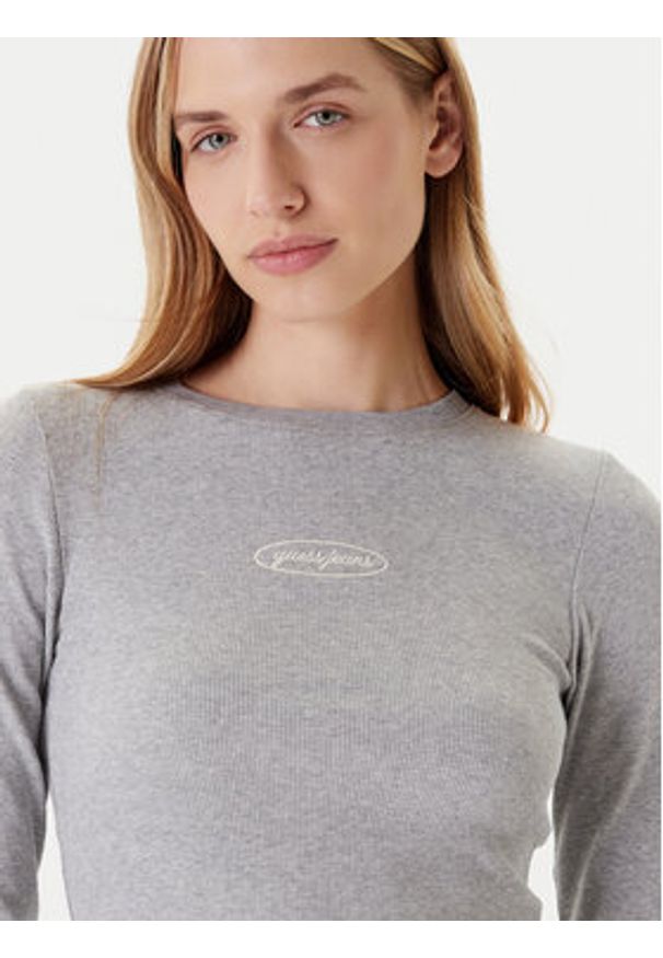 Guess Jeans Bluzka W5YP38 KA0H1 Szary Slim Fit. Kolor: szary. Materiał: bawełna